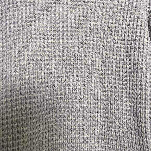 L L Bean Women Waffle Knit Turtleneck Sweater Gray Sz L Wool Cotton Blend Chunky - Picture 6 of 12